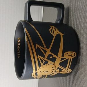 Starbucks 2016 Viennese Matte Black & Gold Airplane Mug - 14oz